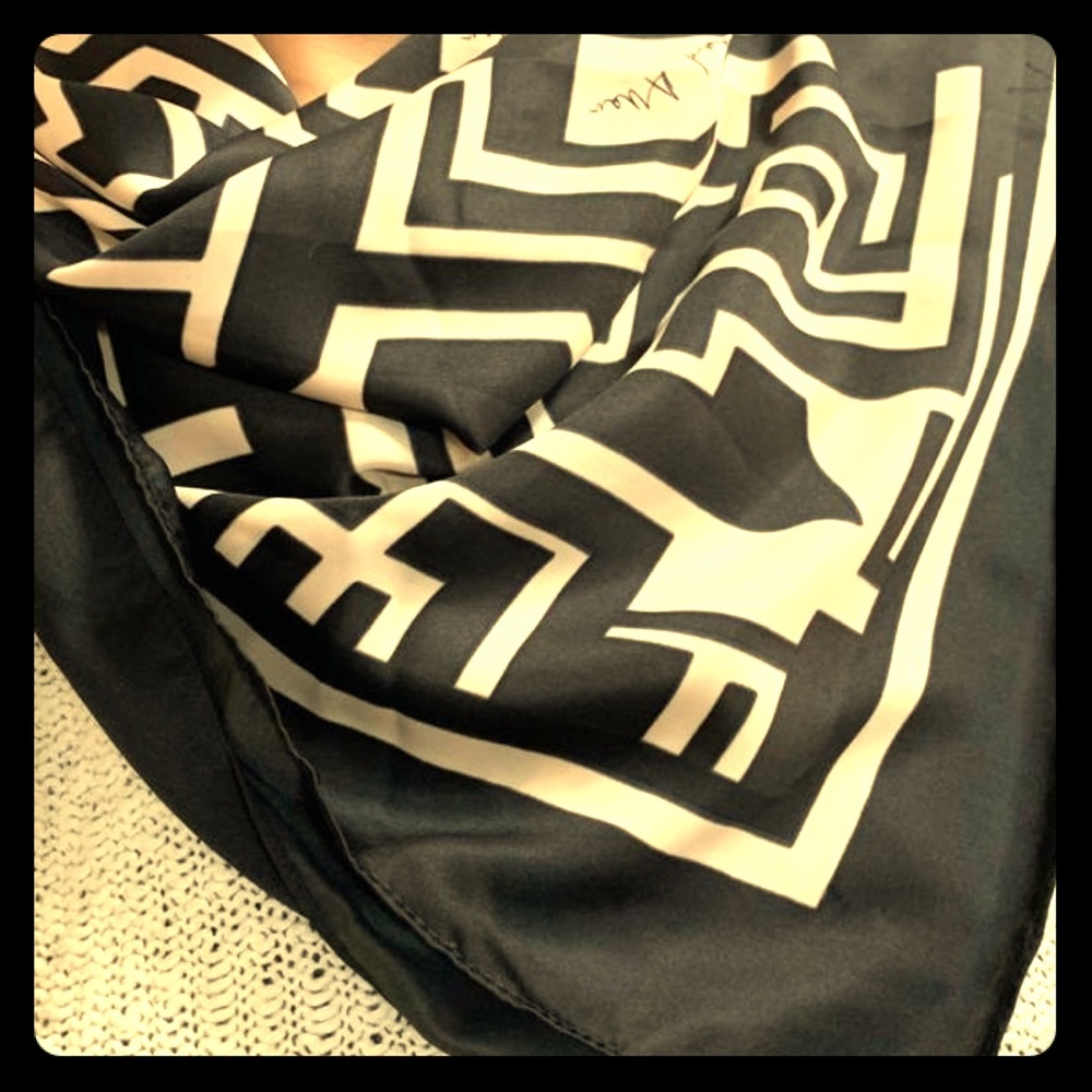 Richard Allen black & white silk scarf